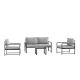 Brookside Meg 4-pc Outdoor Metal Love Seat Patio Conversation Seating Set with Light Gray Cushions