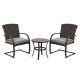 Grand Patio Black 3-pc Metal Outdoor Bistro Set with Gray Cushion and Metal Side Table