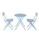 DIRECT WICKER Alisa Blue 3 pc. Outdoor Metal Bistro Set Including Garden Table and Chairs