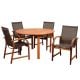 Amazonia Bahamas 5-Piece Eucalyptus Round Patio Dining Set with Brown Sling Seat