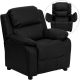 Flash Furniture Deluxe Padded Contemporary Black Leather Kids Recliner w/ Storage Arms