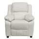 Flash Furniture Deluxe Padded Contemporary White Vinyl Kids Recliner w/ Storage Arms
