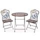Alpine Corporation 3-Piece Iron Indoor/Outdoor Butterfly Design Bistro Set Folding Table and Chairs Patio Seating