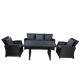 4-Piece Wicker Outdoor Patio Conversation Set with Dark Grey Cushions BYS-WY000055AAB