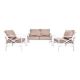 3-Piece Metal Outdoor Sectional Set with Beige Cushions