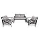 3-Piece Metal Outdoor Sectional Set with Gray Cushions