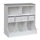 Badger Basket Solid White/Woodgrain Gray Combo Bin Storage Unit with Three Baskets