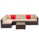 Brown 6-pc Wicker Outdoor Sectional Set with Beige Cushions