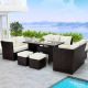 7-Piece Wicker Sectional Sets Patio Furniture Sets Outdoor Dining Sectional Sofa Couch with Beige Cushions