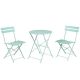 CASAINC 3 pc.s Metal Round Outdoor Bistro Set in Light Blue