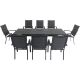 Hanover Cameron 9 pc Aluminum Outdoor Dining Set w/ 8 Padded Sling Dining Chairs and an Expandable Table