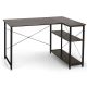 48 in. Brown Wood Reversible L Shaped Computer Desk Home Office Table Adjustable Shelf