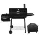 Royal Gourmet Barrel Charcoal Grill with Offset Smoker, 30-Inch Smoker, Black, with cover for outdoor，Backyard Cooking