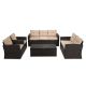 Boyel Living 5-Piece Wicker Outdoor Patio Conversation Furniture Set in Beige