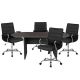 Carnegy Avenue 35 in. Rustic Gray Oval Engineered Wood Conference Table Set with Black Task Chairs