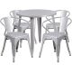 Carnegy Avenue 5-pc Metal Round Outdoor Bistro Set in Silver
