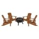 Carnegy Avenue Teak 5-Piece Plastic Patio Fire Pit Set