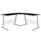 Carnegy Avenue 83.5 inch L-Shaped Black/Silver Computer Desks w/ Glass Top