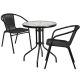 Carnegy Avenue 3-pc Glass Round Outdoor Bistro Set in Clear/Black
