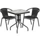 Carnegy Avenue 3-pc Glass Square Outdoor Bistro Set in Clear/Black - CGA-TLH-184980-CL-HD