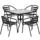Carnegy Avenue 5-pc Glass Square Outdoor Bistro Set in Clear/Black