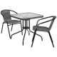 Carnegy Avenue Black 3-pc Metal Frame with Square Glass table Top Outdoor Bistro Set