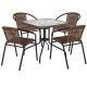 Carnegy Avenue Black 5-pc Metal Frame with Square Glass table Top Outdoor Bistro Set