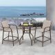 Crestlive Products 3-pc Aluminum Square Outdoor Bistro Set in Beige