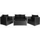 4-Piece Wicker Patio Conversation Set w/ Black Cushions