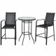 3-Piece Metal Steel Outdoor Patio Conversation Bar Table Stool Set
