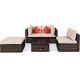 5-Piece Wicker Patio Conversation Set with Beige Cushions COWY-BN66868