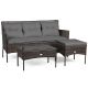 3-Piece Wicker Outdoor Sectional Set w/ 5 Gray Seat and Back Cushions