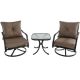 Cambridge Crawford 3-Piece Steel Outdoor Bistro Set with Swivel Chairs and Copper Cushions