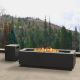 Real Flame Lanesboro 48inch x 15inch Rectangle Powder Coated Iron Propane Fire Pit Table in Gray w/ NG Conversion Kit