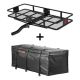 CURT 60 in. x 24 in. Black Steel Basket Cargo Carrier with Water Resistant Hitch Cargo Bag- Combo Kit