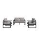 Serga 3-Pieces Metal Patio Conversation Set Furniture Set Outdoor with Gray Cushions CUU912S00004