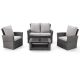 Serga 4-Piece Wicker Patio Conversation Set With Gray Cushions