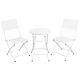 SERGA 3-Piece Metal Outdoor Patio Folding Conversation Set Bistro Set White