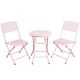 3-Piece Metal Outdoor Folding Bistro Set with Folding Round Table and Chairs for Garden in Pink