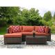 3-pc Wicker Patio Sectional Seating Set with Orange Cushions