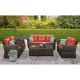 6-Piece Wicker Patio Conversation Set with Orange Cushions and Storage Boxs