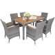 Costway - Dining Tables 94in Wood Arm Stacking Chair Deuba Gray Wicker