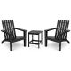 Costway 3 pc. Wicker Patio Conversation Set Adirondack Chairs Side Table Set Solid Wood Garden Deck Black