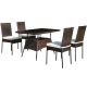 Costway 5-Piece Wicker Rectangular 29 in. Outdoor Dining Set Glass Table High Back Chair w/ White Cushion