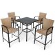 Costway 5-Piece Wicker Square 37 in. Outdoor Bistro Set Rattan Bar Stool Table Set w/ Beige Cushions
