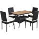 Costway 5-pc Wicker Outdoor Dining Set with Off-white Cushions