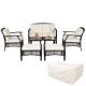 Costway 7-Pieces Wicker Patio Conversation Set Sofas Loveseat Yard with Waterproof Cover and White Cushions