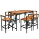 Costway 7-Pieces Wood Rectangular 39-in. Outdoor Dining Set Patio Rattan Bar Set