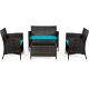 Costway 8-Piece Wicker Patio Conversation Set w/ Blue Cushions