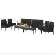 Costway 8-Pieces Wicker Patio Conversation Set Cushioned Sofa Armrest Garden with Black Cushion